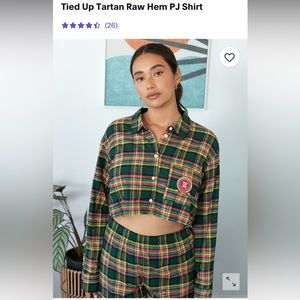 Savage x Fenty💚💖 NWT✨ Tartan Sleep Shirt raw hem crop top pajama size Large